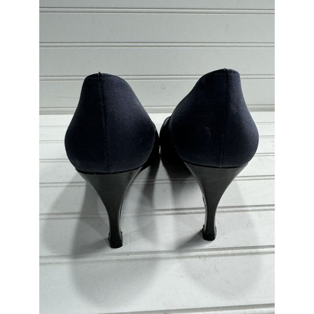 Stuart Weitzman High Heels Cadet Blue Cloth Patent Leather Pointy Toe Size 6 - Picture 6 of 7